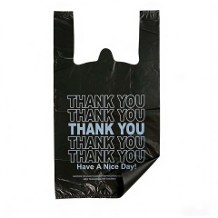 Bulk "Thank You" Plastic Grocery Bags - Wholesale Black T-Shirt Carryout Bags for Commercial Retail and Supermarkets,Anhui Province Tianle Plastic Co.,Ltd ,Bulk Thank You Bags Wholesale | Black Plastic Grocery Bags