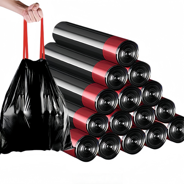 8 Gallon Small Black Drawstring Office Garbage Bags,Anhui Province Tianle Plastic Co.,Ltd ,8 Gallon Small Black Drawstring Office Trash Bags