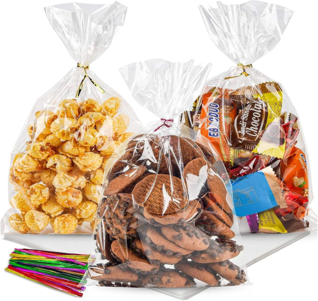 Clear Party Favor Goodie Bags with Metallic Twist Ties for Events,Anhui Province Tianle Plastic Co.,Ltd ,Clear Party Favor Goodie Bags & Twist Ties | Event Packaging