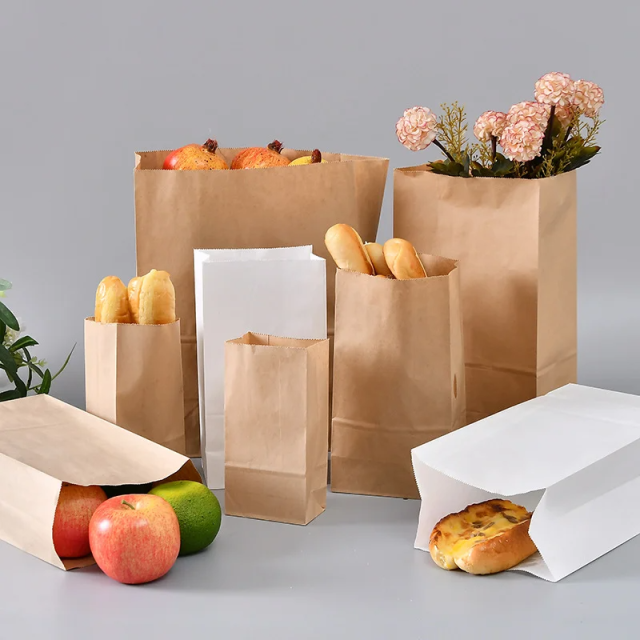 6.1"x4"x12.4" Heavy-Duty Kraft Paper Bags for Delivery & Takeaway (8 lb),Anhui Province Tianle Plastic Co.,Ltd ,6.1"x4"x12.4" Heavy-Duty Kraft Delivery Bags | 8 lb