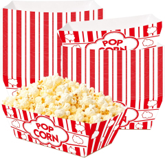Retro Red & White Striped Paper Popcorn Boats for Movie Nights,Anhui Province Tianle Plastic Co.,Ltd ,Red & White Striped Popcorn Boats | Carnival Food Trays