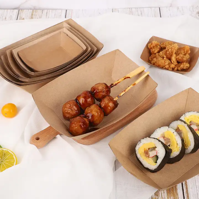 1 lb Compostable Kraft Serving Boats for Hot Dogs, Nachos & Tacos,Anhui Province Tianle Plastic Co.,Ltd ,1 lb Compostable Kraft Food Boats | Hot Dog & Taco Trays
