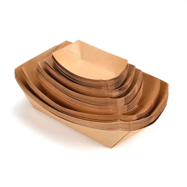 1 lb Compostable Kraft Serving Boats for Hot Dogs, Nachos & Tacos,Anhui Province Tianle Plastic Co.,Ltd ,1 lb Compostable Kraft Food Boats | Hot Dog & Taco Trays