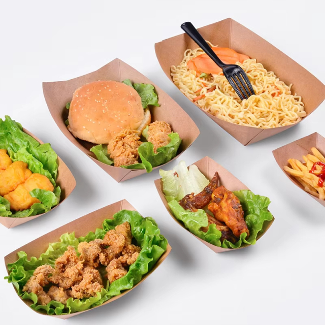 2 lb Heavy-Duty Kraft Paper Food Trays for Burgers, Wings & Noodles,Anhui Province Tianle Plastic Co.,Ltd ,2 lb Heavy-Duty Kraft Food Trays | Oil-Proof Serving Boats