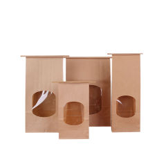 Greaseproof Kraft Bakery Bags with Window & Tin Tie,Anhui Province Tianle Plastic Co.,Ltd ,Wholesale Oil-Resistant Kraft Cookie Bags with Clear Window