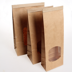 Greaseproof Kraft Bakery Bags with Window & Tin Tie,Anhui Province Tianle Plastic Co.,Ltd ,Wholesale Oil-Resistant Kraft Cookie Bags with Clear Window