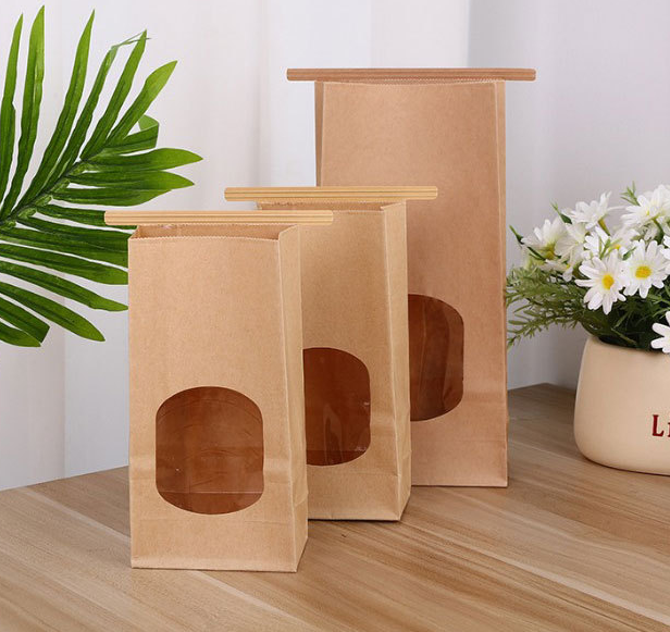 Eco-Friendly Kraft Paper Bakery Bags with Clear Window,Anhui Province Tianle Plastic Co.,Ltd ,Sustainable Eco-Friendly Kraft Bakery Bags Wholesale