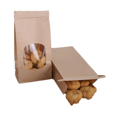 Multi-Purpose Kraft Paper Food Bags with Window,Anhui Province Tianle Plastic Co.,Ltd ,Airtight Kraft Window Bags for Coffee, Snacks & Bakery