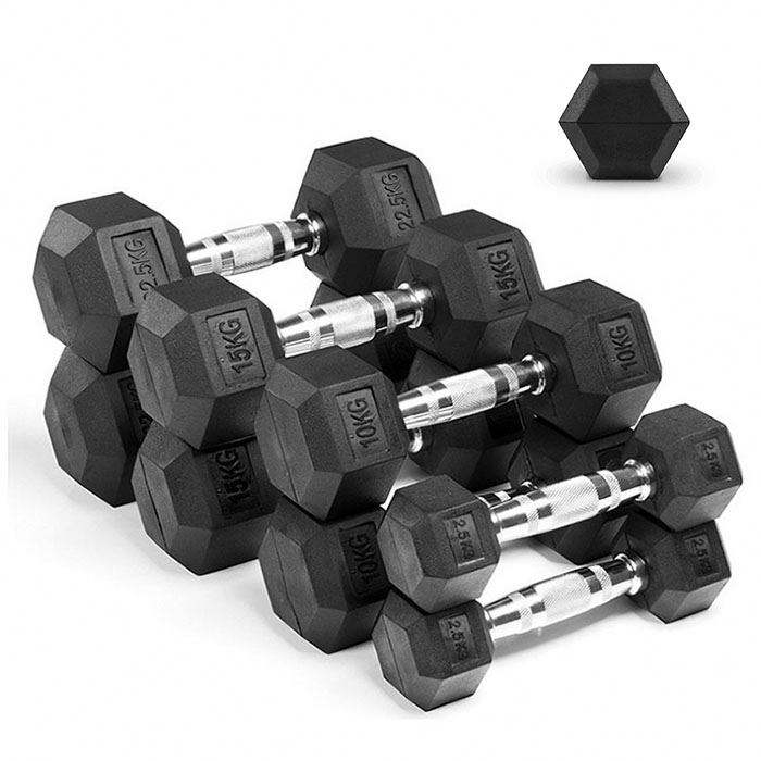 Unisex Black Rubber Cast iron hexagon dumbbell,MY SHOP,Unisex Black Rubber Cast iron hexagon dumbbell