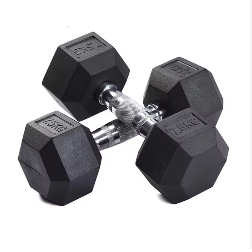 Unisex Black Rubber Cast iron hexagon dumbbell,MY SHOP,Unisex Black Rubber Cast iron hexagon dumbbell