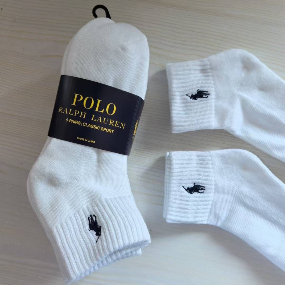 Ralph Lauren Breathable Casual Socks for Men and Women (6-Pair Pack)