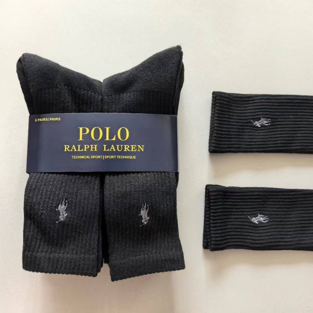 Ralph Lauren Breathable Casual Socks for Men and Women (6-Pair Pack)