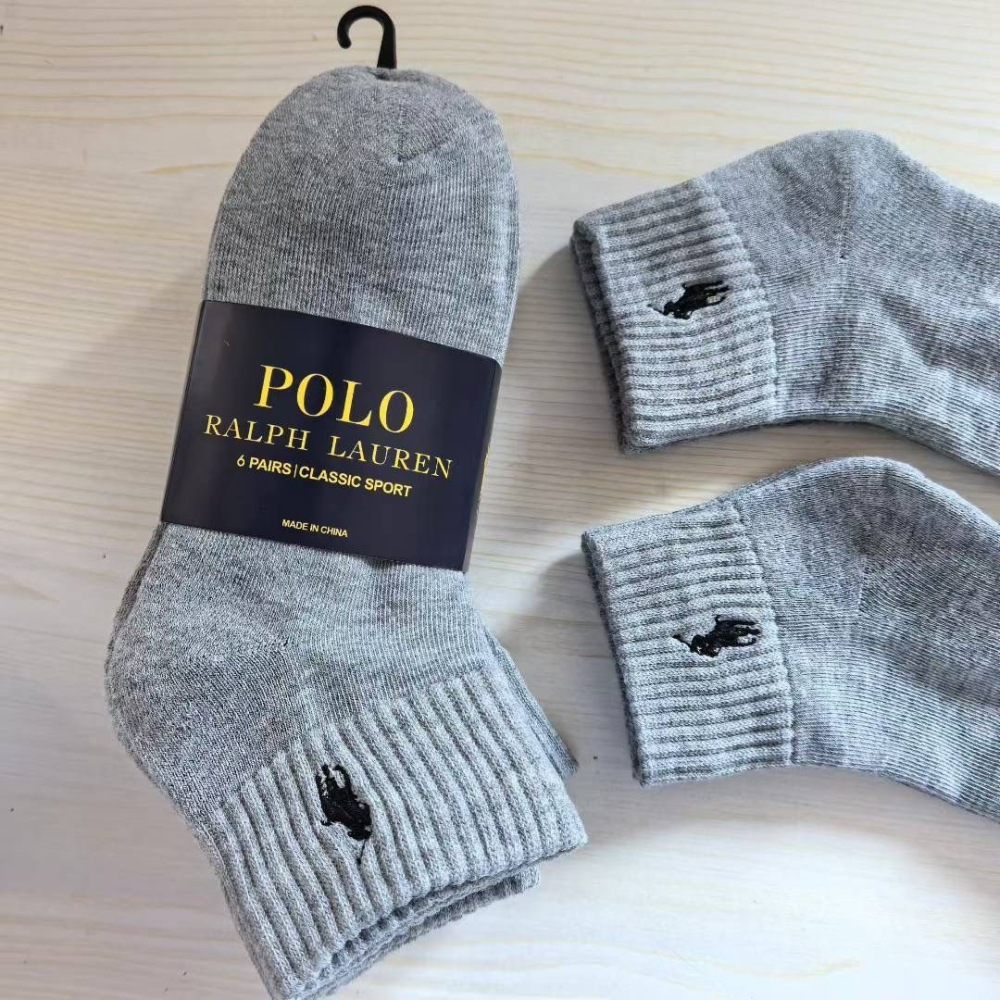 Ralph Lauren Breathable Casual Socks for Men and Women (6-Pair Pack)