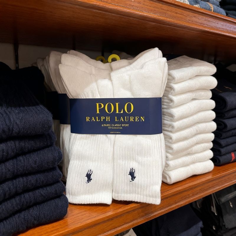 Ralph Lauren Breathable Casual Socks for Men and Women (6-Pair Pack)