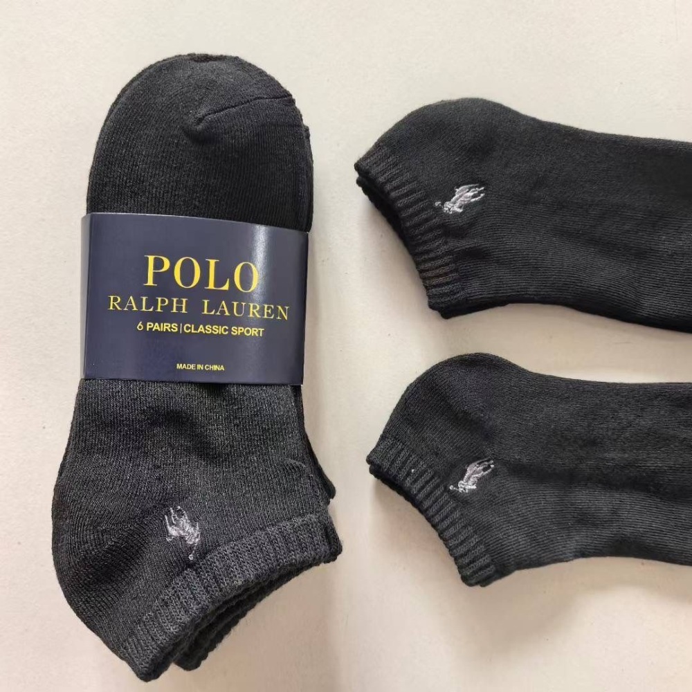 Ralph Lauren Breathable Casual Socks for Men and Women (6-Pair Pack)