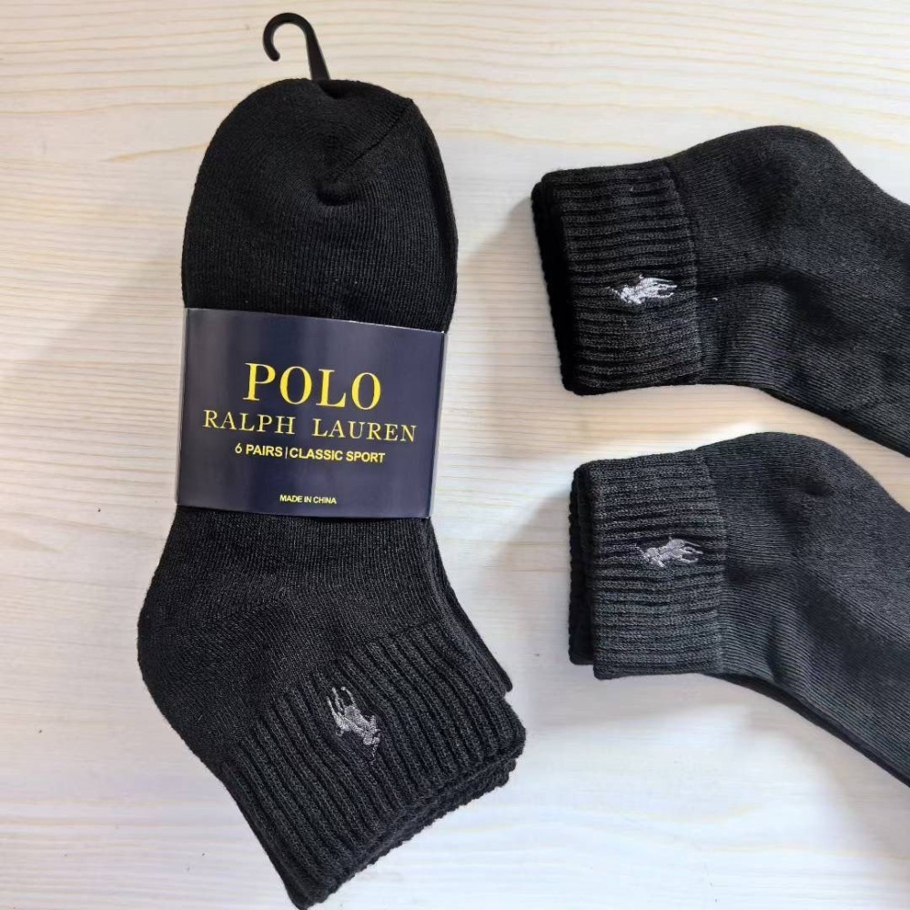 Ralph Lauren Breathable Casual Socks for Men and Women (6-Pair Pack)