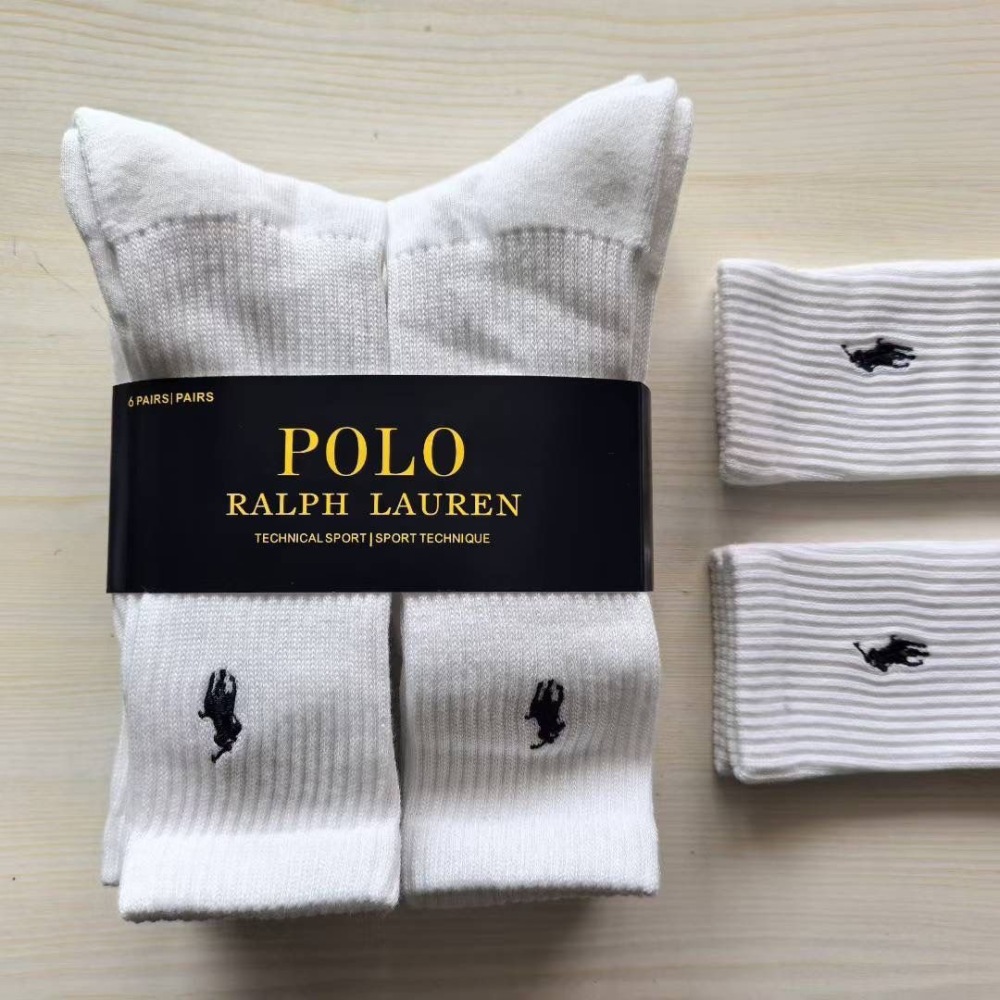 Ralph Lauren Breathable Casual Socks for Men and Women (6-Pair Pack)