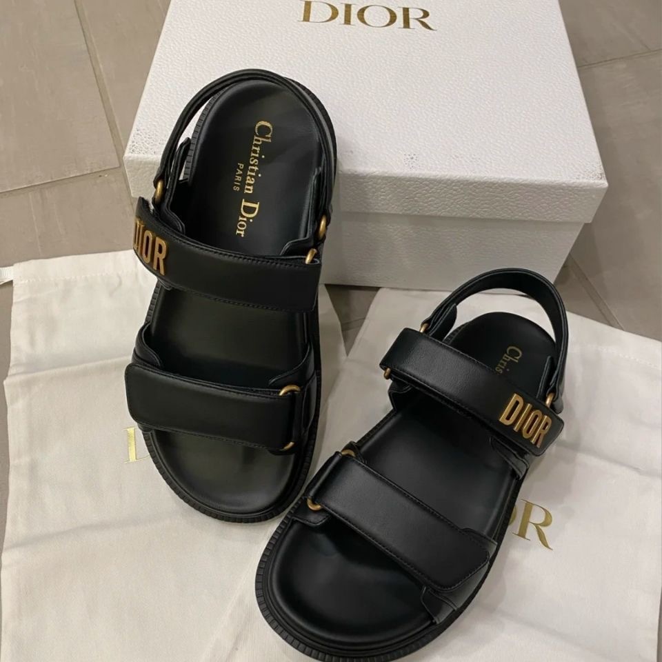 DIOR new classic platform beach sandals for women, featuring Velcro closures.
