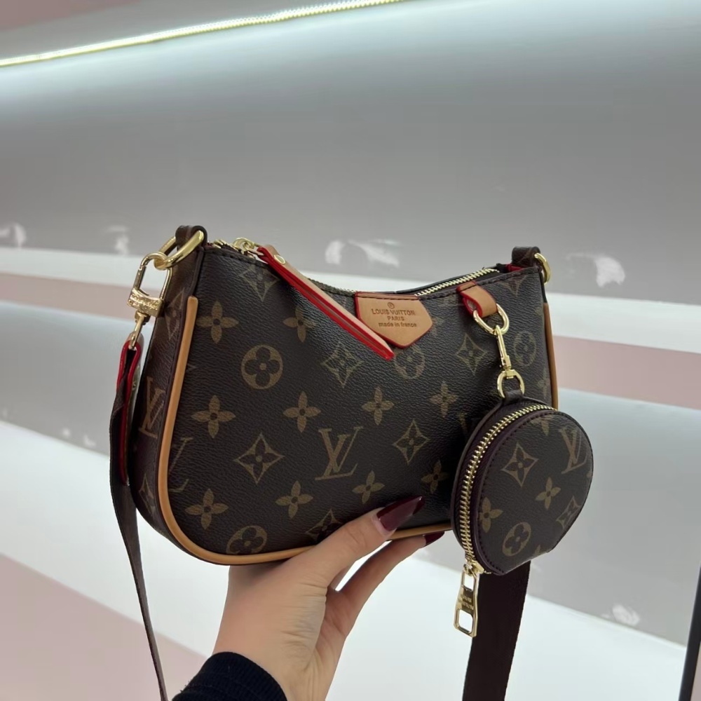 LV women's shoulder bag with small round bag