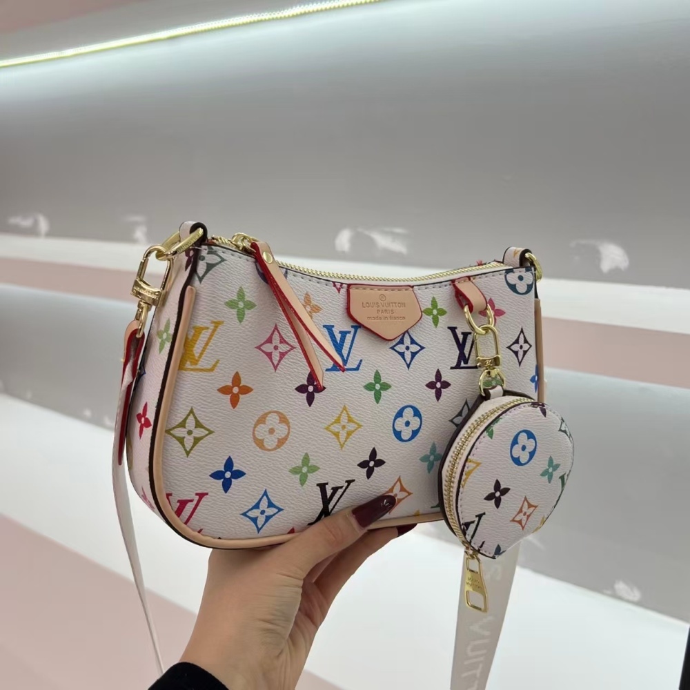 LV women's shoulder bag with small round bag