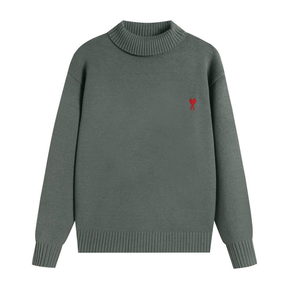 Ami2025 new high neck red little heart woolen sweater (14 colors)