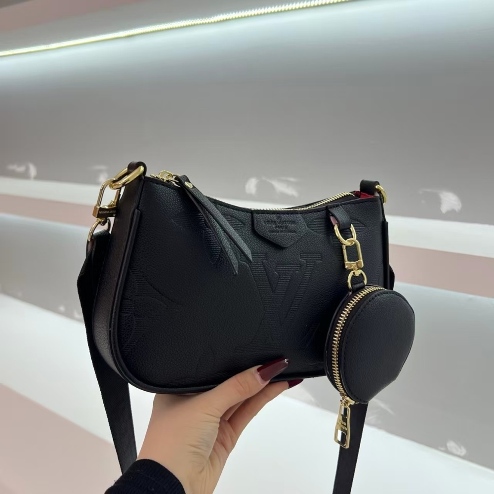 LV women's shoulder bag with small round bag