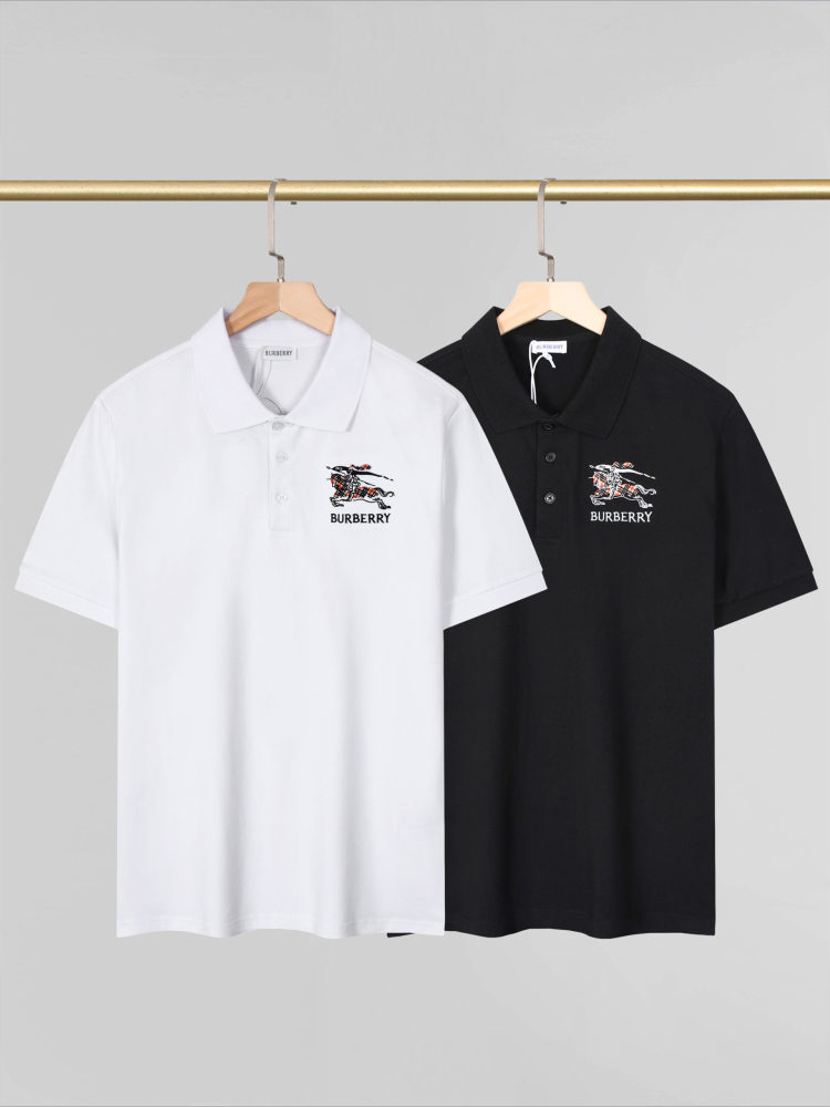 Burberry War Horse Polo Shirt with Turn-Down Collar Short Sleeve