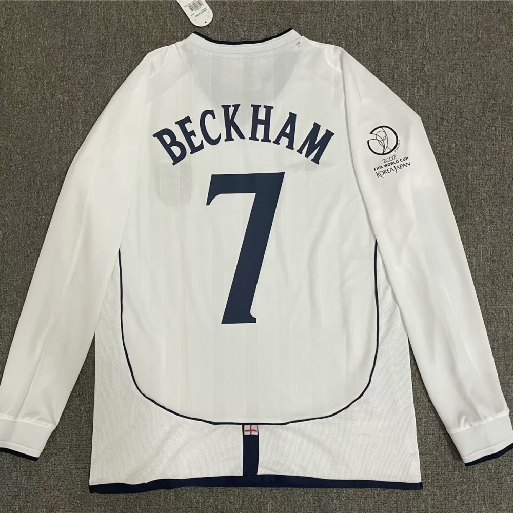 1998 England World Cup jersey, number 7, Beckham home short-sleeved retro jersey, Owen football kit