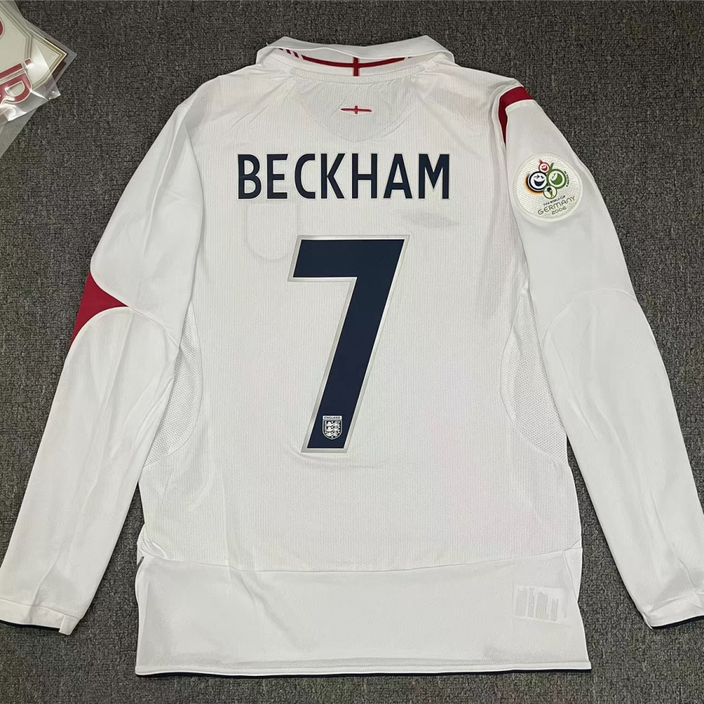 1998 England World Cup jersey, number 7, Beckham home short-sleeved retro jersey, Owen football kit
