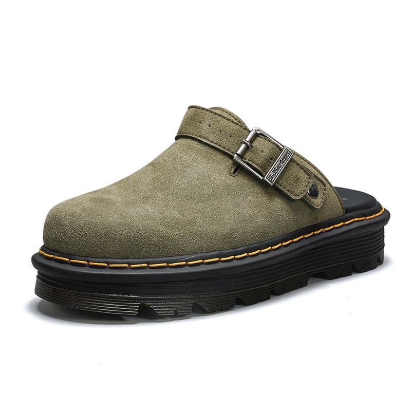 Dr. Martens Martin ZebZag unisex slip-on suede mules with closed toe, casual and stylish platform sandals