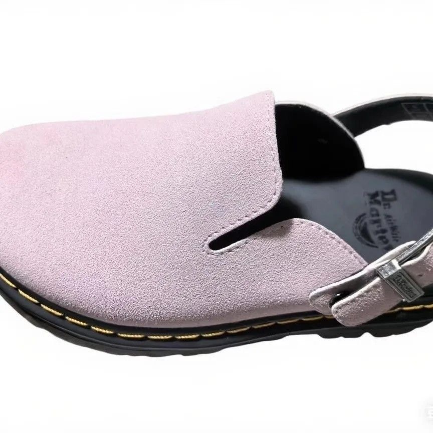 Dr. Martens Martin ZebZag unisex slip-on suede mules with closed toe, casual and stylish platform sandals