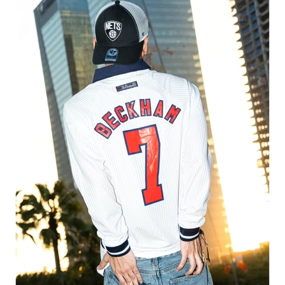 1998 England World Cup jersey, number 7, Beckham home short-sleeved retro jersey, Owen football kit