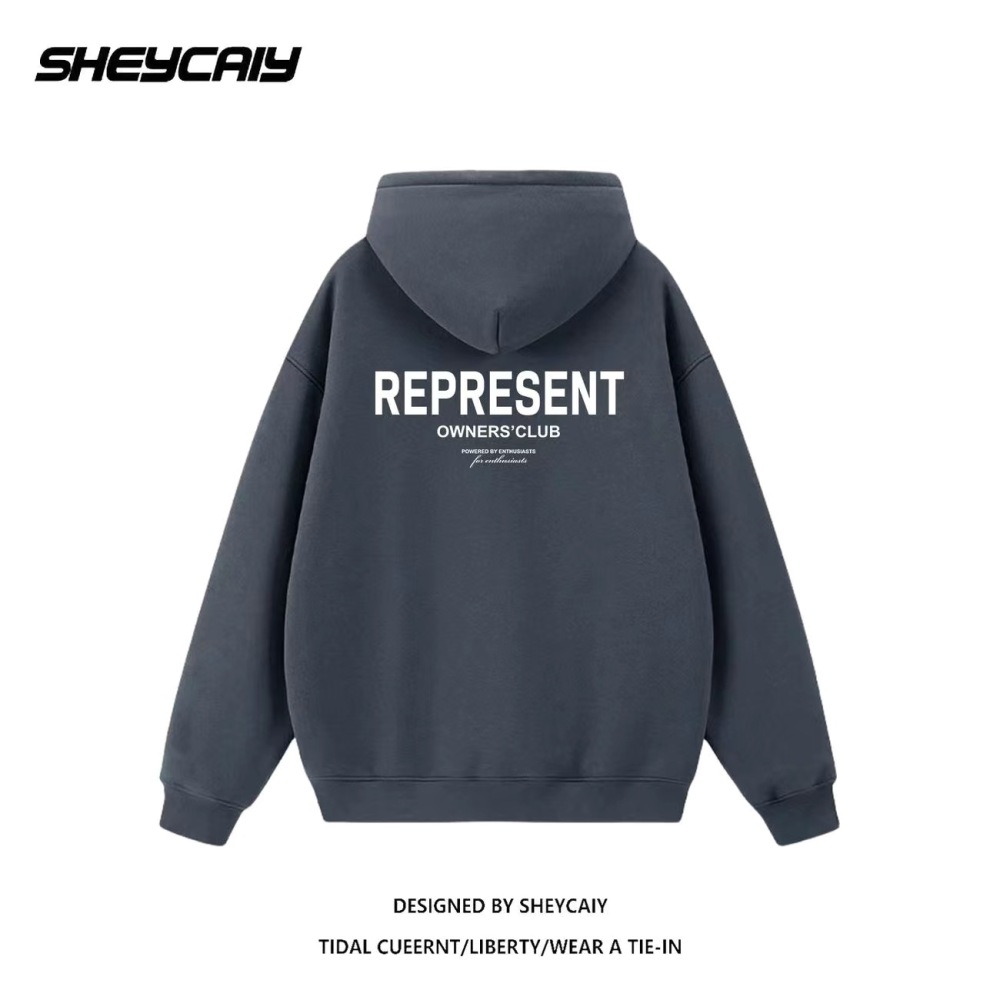 REPRESENT letter print fashion niche casual versatile hooded sweatshirt solid color trend