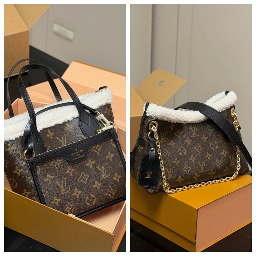 LV monogrammed and lambskin patchwork shoulder\/crossbody\/underarm bag