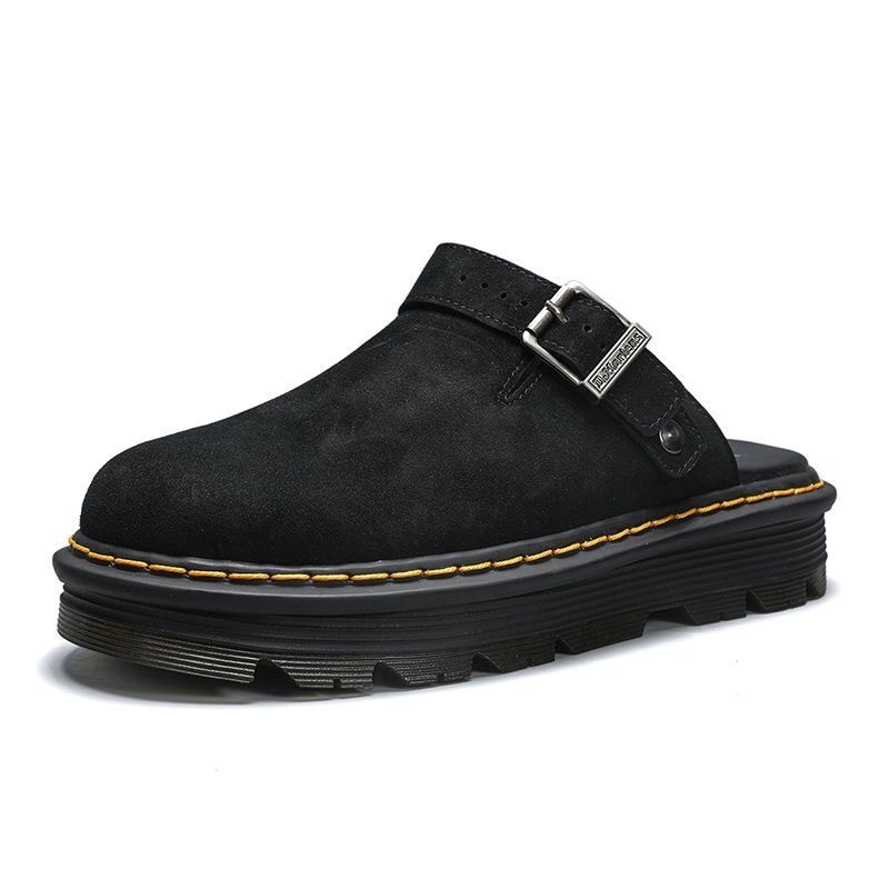 Dr. Martens Martin ZebZag unisex slip-on suede mules with closed toe, casual and stylish platform sandals