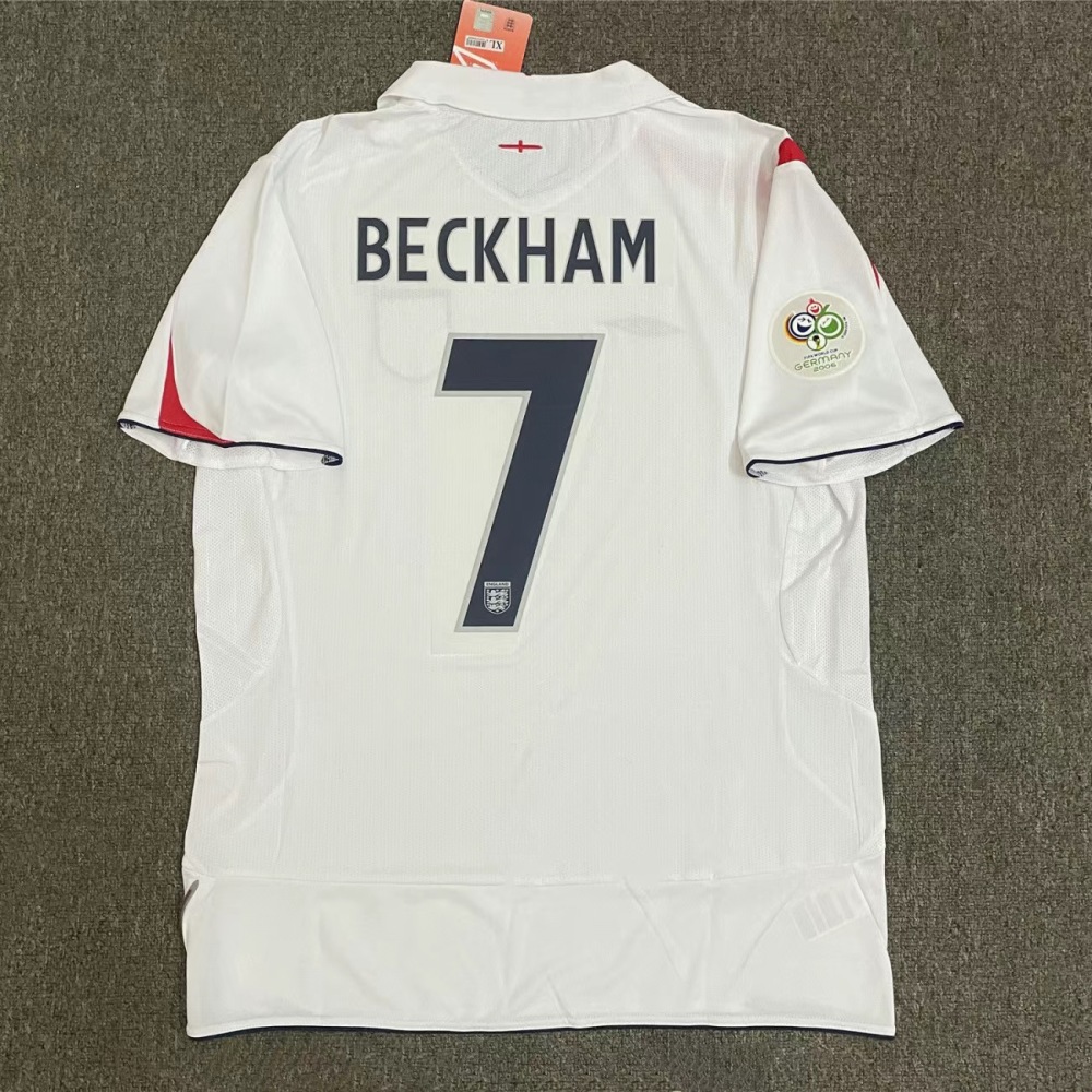 1998 England World Cup jersey, number 7, Beckham home short-sleeved retro jersey, Owen football kit