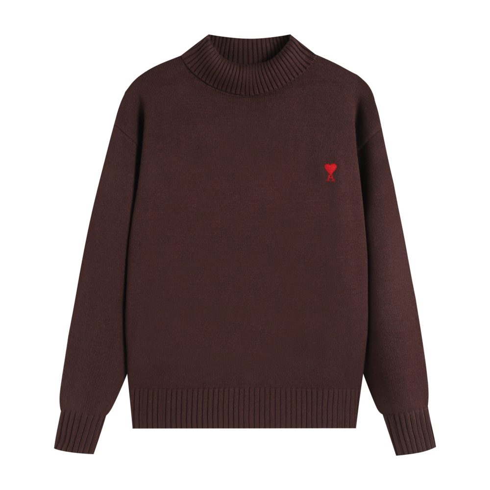 Ami2025 new high neck red little heart woolen sweater (14 colors)