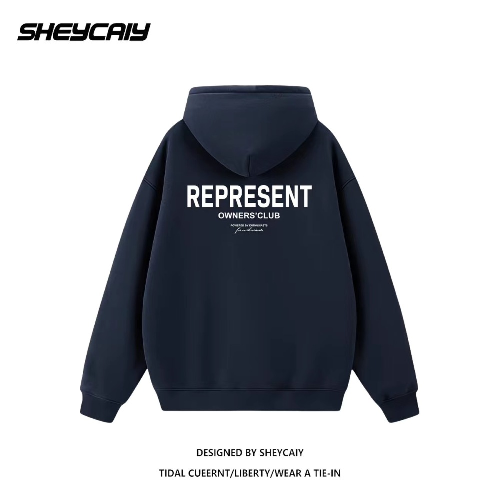 REPRESENT letter print fashion niche casual versatile hooded sweatshirt solid color trend