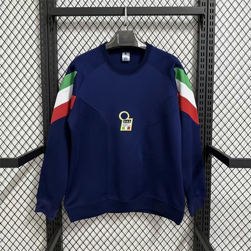 New retro Italian navy blue Inter Milan hoodless sweatshirt, football sports casual pullover sweatshirt, unisex, suitable for wearing outside.