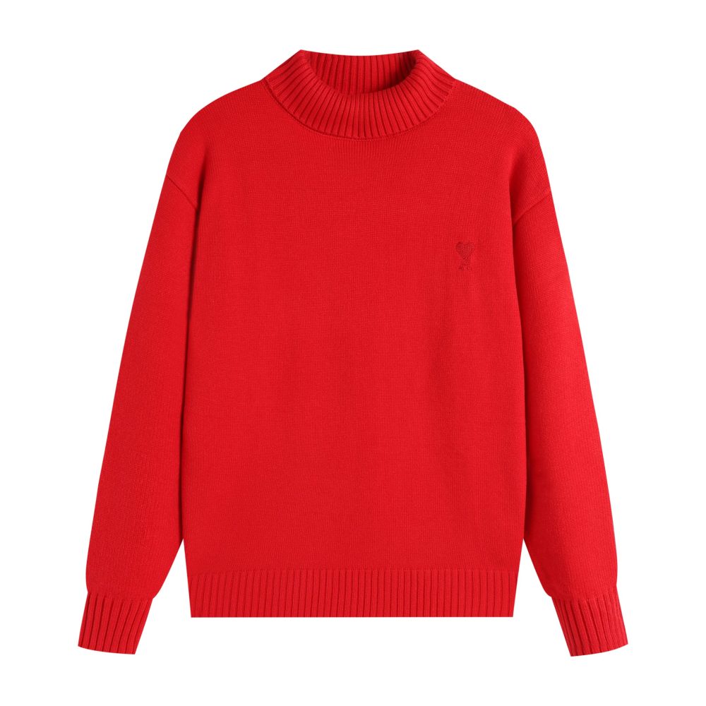 Ami2025 new high neck red little heart woolen sweater (14 colors)