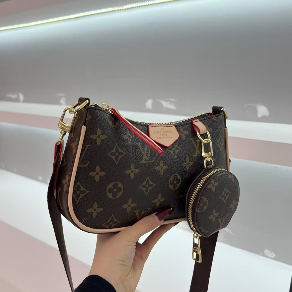 LV women's shoulder bag with small round bag