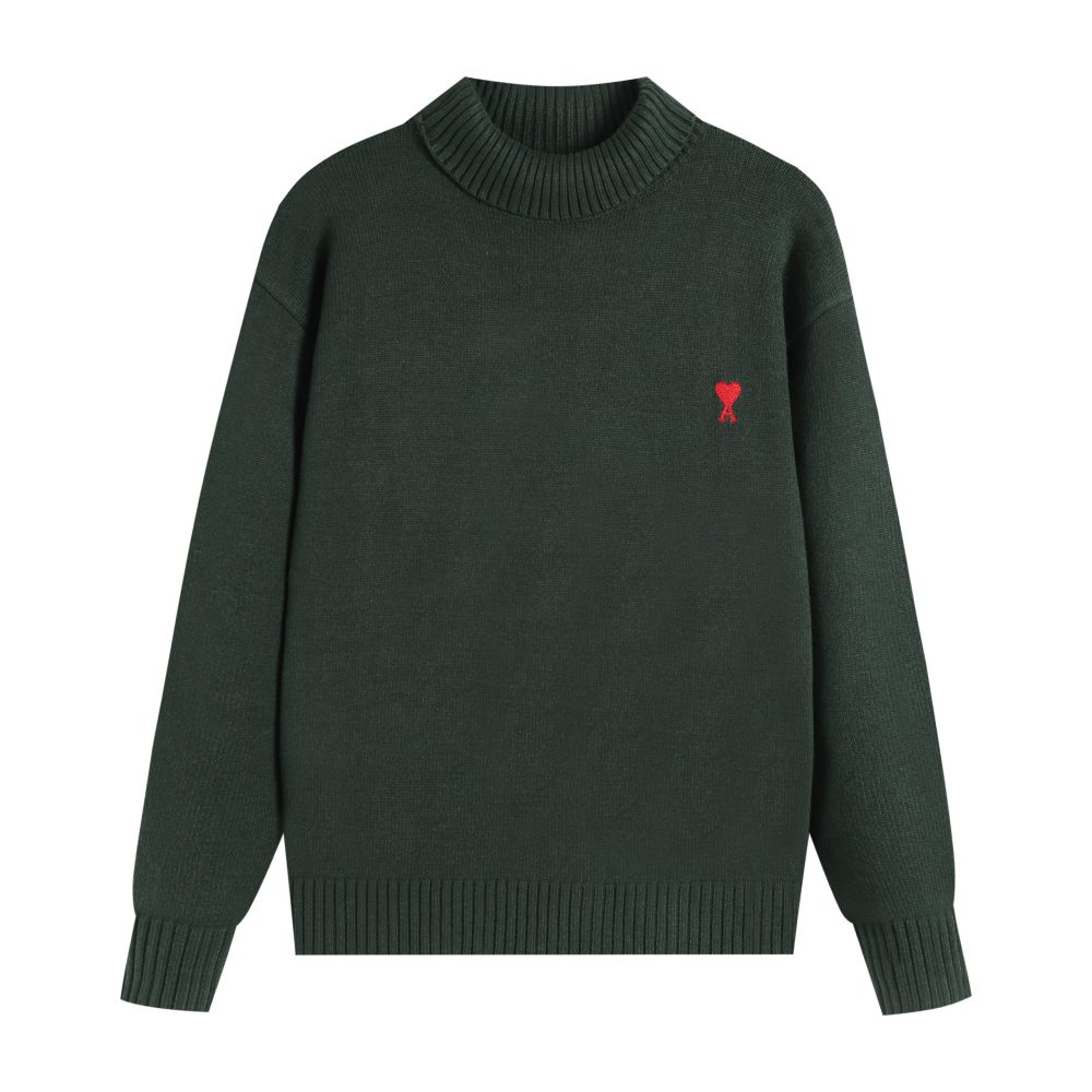 Ami2025 new high neck red little heart woolen sweater (14 colors)