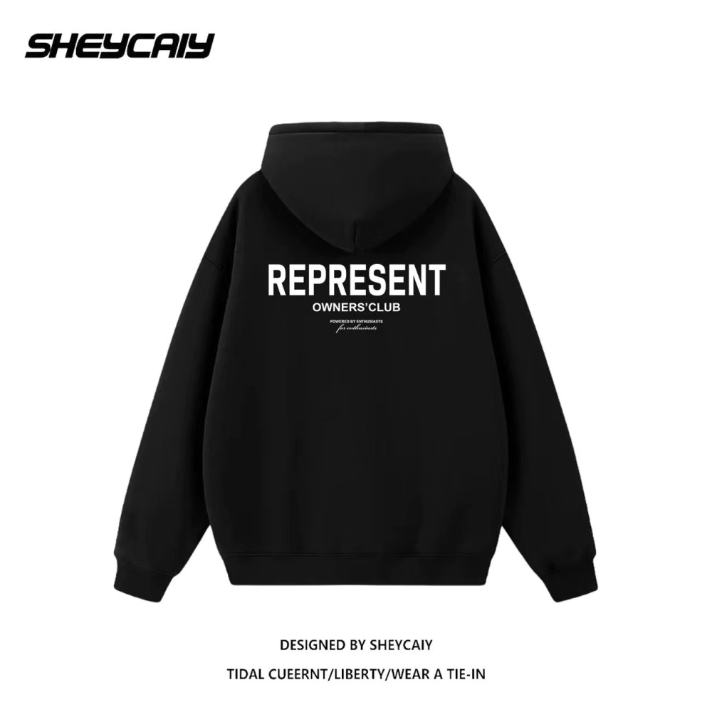 REPRESENT letter print fashion niche casual versatile hooded sweatshirt solid color trend
