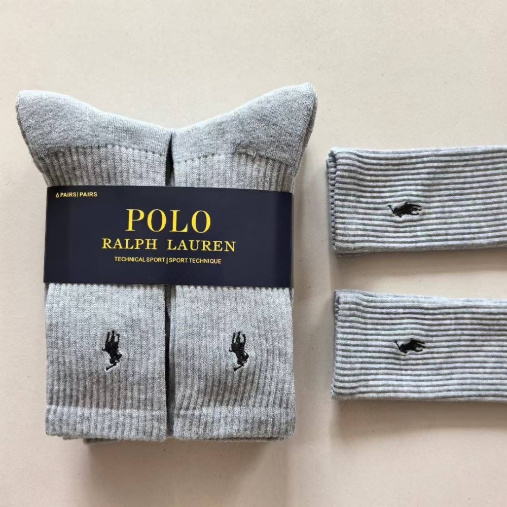 Ralph Lauren Breathable Casual Socks for Men and Women (6-Pair Pack)
