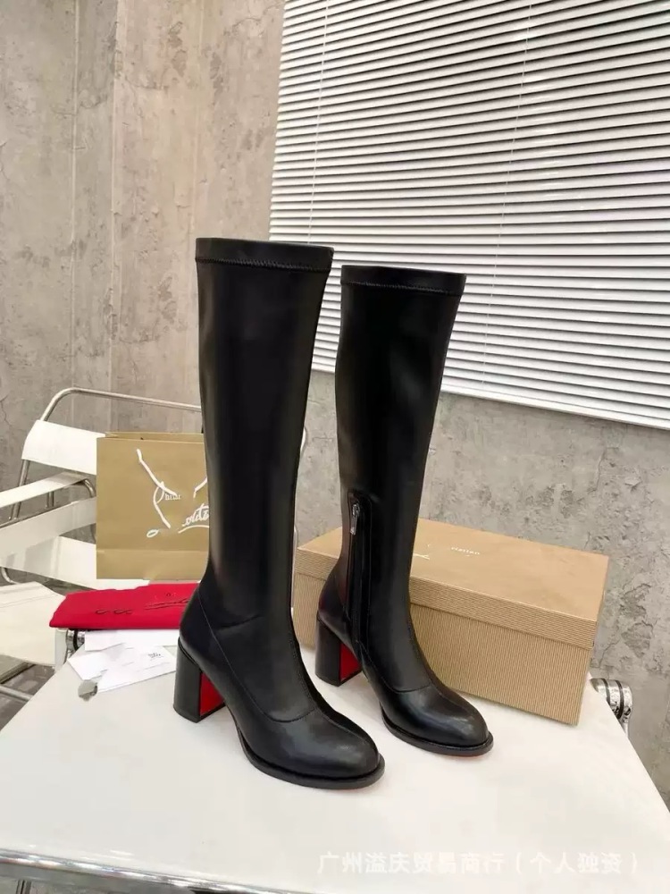 Christian Louboutin Genuine Leather Women's Red-Soled Boots