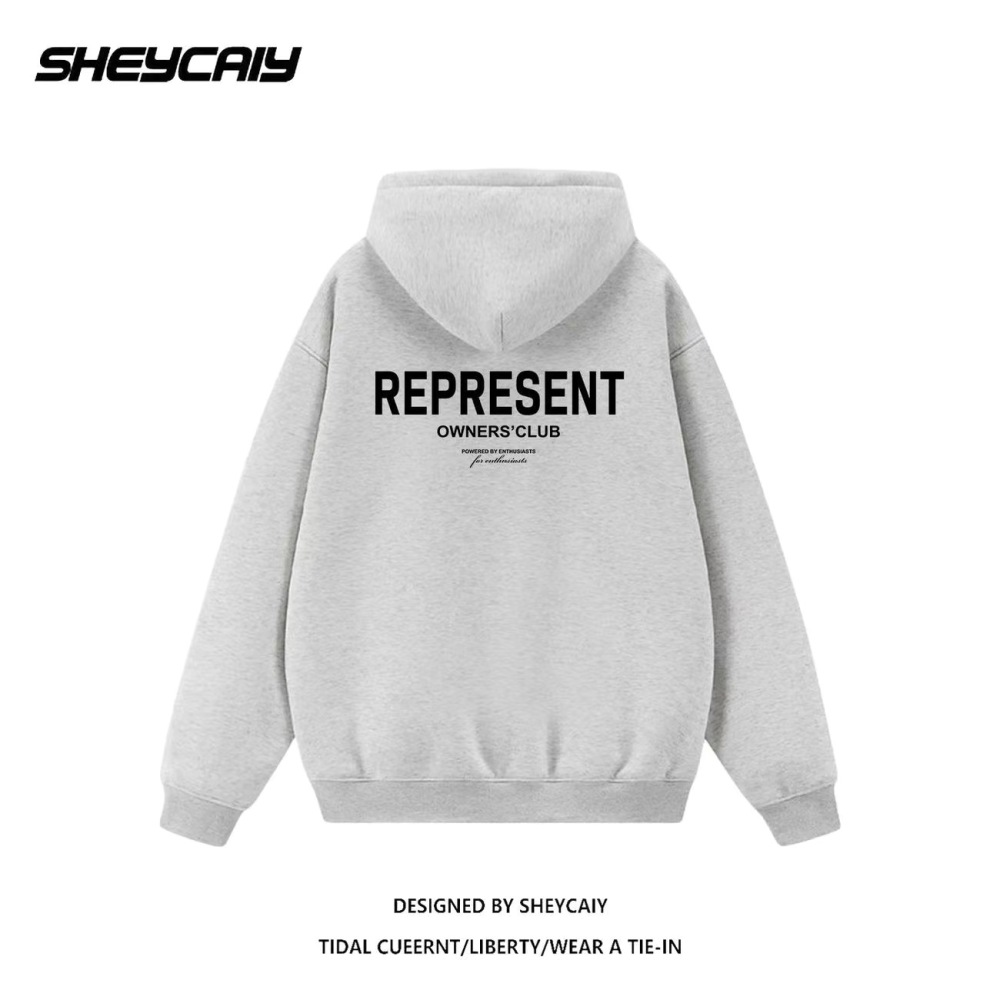 REPRESENT letter print fashion niche casual versatile hooded sweatshirt solid color trend