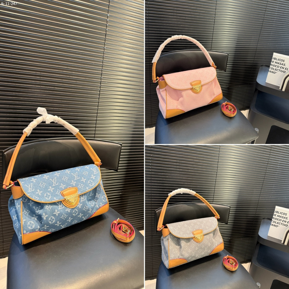 Louis Vuitton women's denim shoulder and armpit handbag