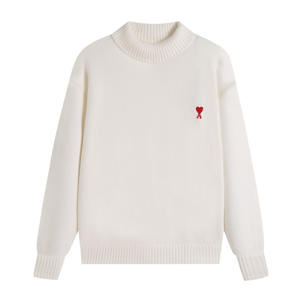 Ami2025 new high neck red little heart woolen sweater (14 colors)