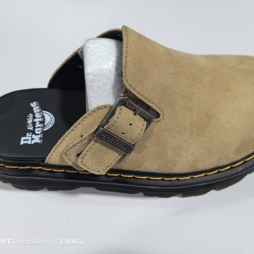 Dr. Martens Martin ZebZag unisex slip-on suede mules with closed toe, casual and stylish platform sandals