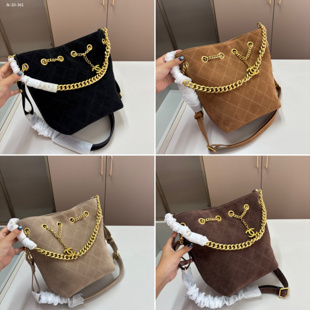 CHANEL suede bucket bag, single shoulder crossbody bag